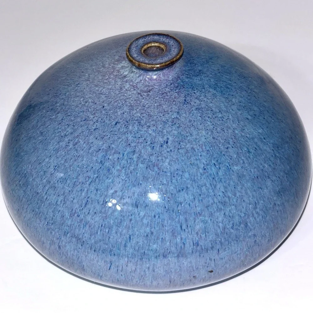 Studio Art Pottery Blue Purple Glazed Weed Pot Bud Vase Signed 5.5